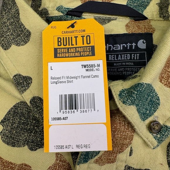 Carhartt Rugged Flex Button Up Shirt Relaxed Fit Duck Camo Mens L Large NWT - Picture 7 of 15